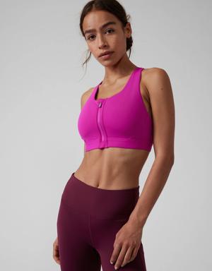 Athleta Ultimate Zip Front Bra D&#45DD pink