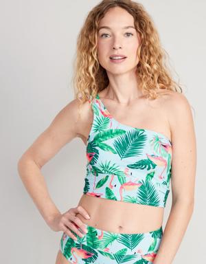 Old Navy Matching One-Shoulder Printed Longline Bikini Swim Top for Women multi