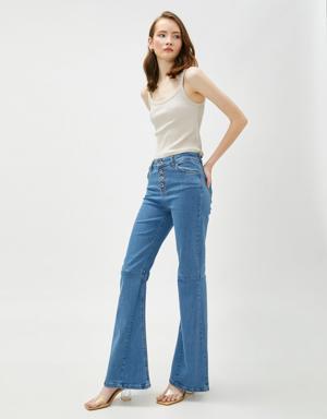 İspanyol Paça Kot Pantolon Yüksek Bel- Victoria Slim Jean