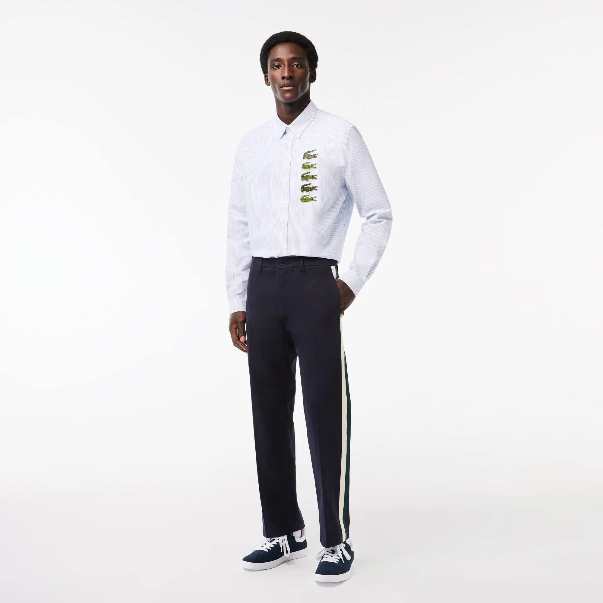 Lacoste Straight Fit Contrast Stripe Chinos. 1
