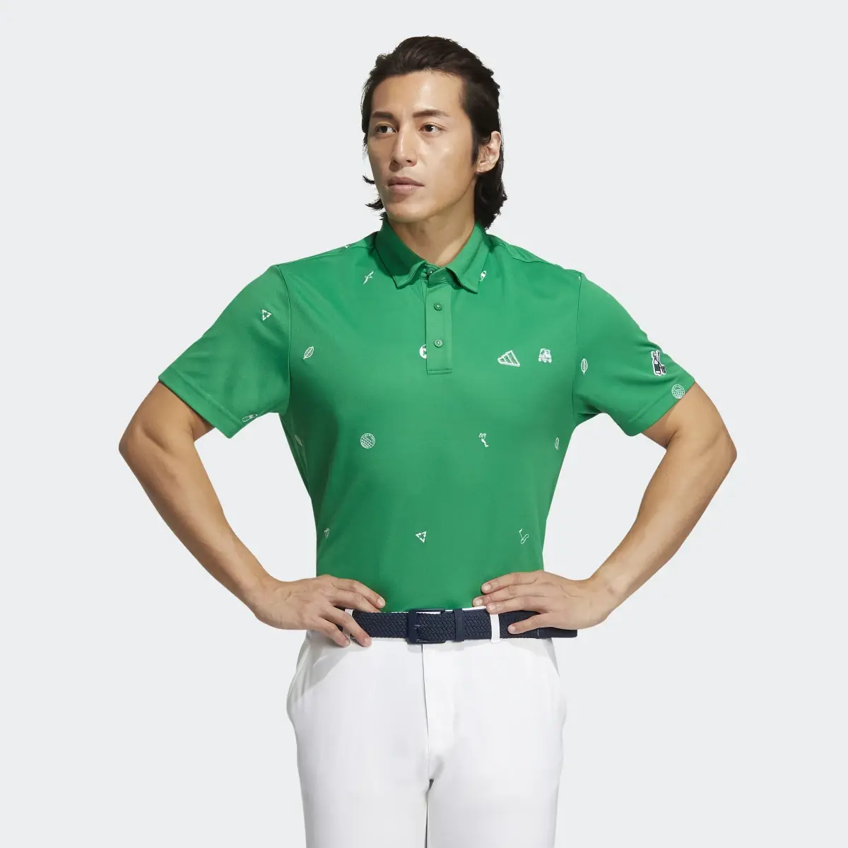 Adidas Play Green Monogram Polo Shirt. 2