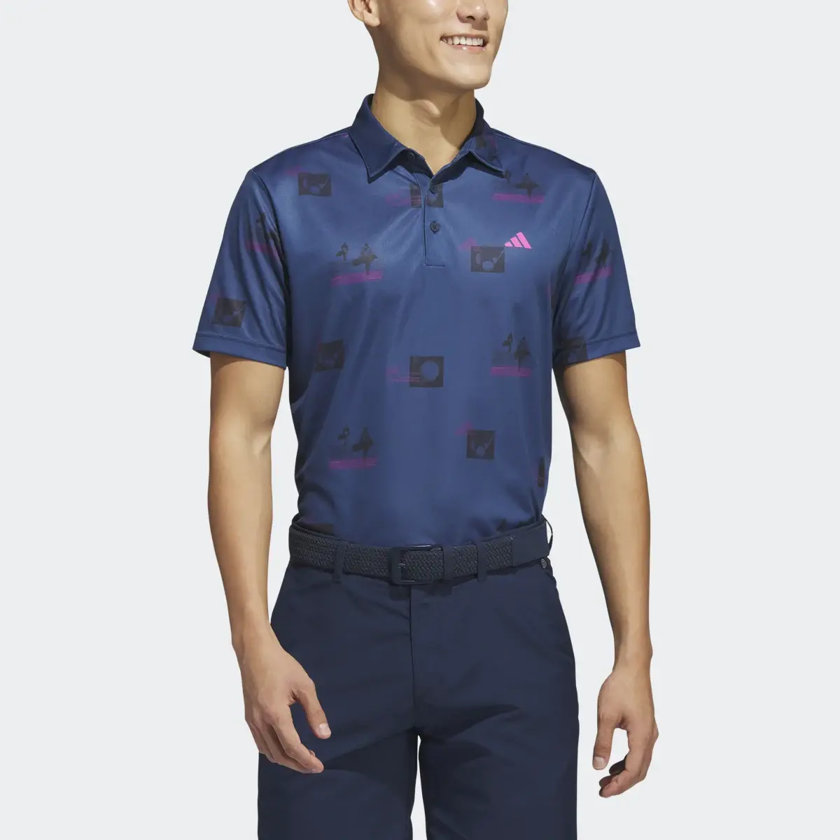 Adidas Allover-Print Golf Polo Shirt. 1