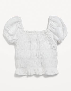 Old Navy Short-Sleeve Smocked Top for Toddler Girls white
