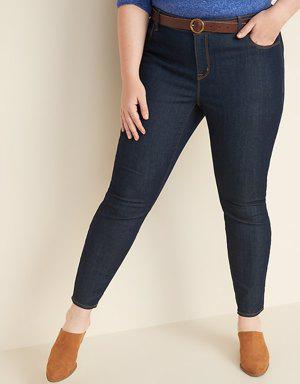 Mid-Rise Dark-Wash Plus-Size Super Skinny Ankle Jeans blue