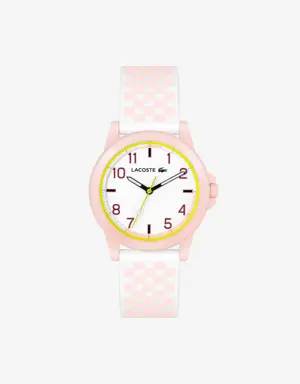 Relógio de 3 ponteiros Rider com pulseira de silicone e estampado rosa