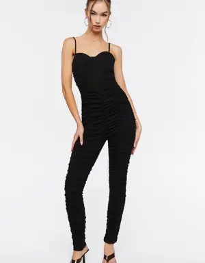 Forever 21 Ruched Sweetheart Jumpsuit Washed Black