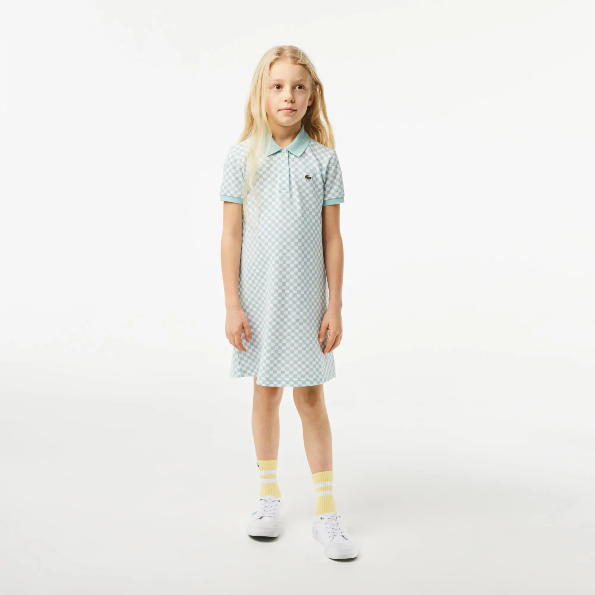 Lacoste Girls’ Lacoste Check Print Organic Cotton Polo Dress. 1