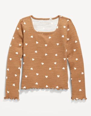 Old Navy Cozy Rib-Knit Long-Sleeve Printed Top for Girls multi