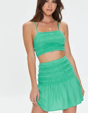 Forever 21 Smocked Cropped Cami &amp; Skirt Set Meadow