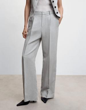 Herringbone linen suit trousers
