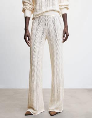 Openwork knit trousers