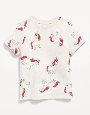 Unisex Printed Crew-Neck T-Shirt for Toddler beige