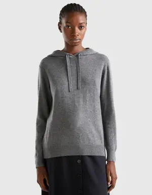 dark gray sweater with hood