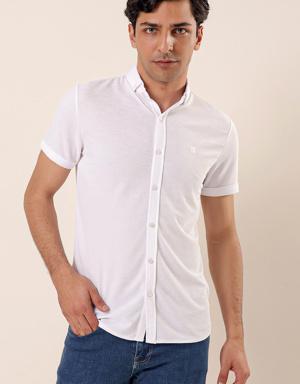 Kısa Kollu Örme Cepsiz Klasik Slim Fit Dar Kesim T-Shirt 1011230100
