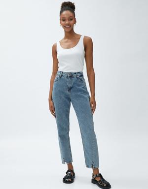 Yüksek Bel Kot Pantolon Rahat Kesim - Mom Jeans