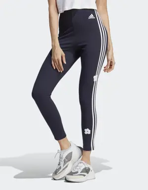 Adidas 3-Stripes High-Rise Cotton Leggings With Chenille Flower Patches