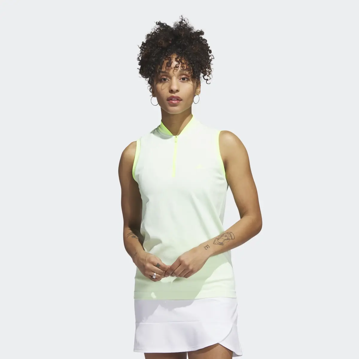 Adidas Ultimate365 Tour PRIMEKNIT Sleeveless Polo Shirt. 2