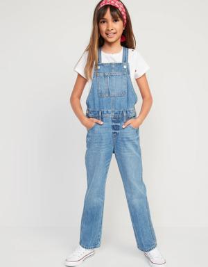 Slouchy Straight Medium-Wash Jean Overalls for Girls multi
