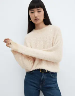 Sweater with fur-effect trim