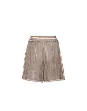 Stripe Detailed Bermuda Mink Mini Shorts