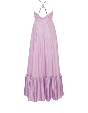 Back Accessory Detail Lilac Strap Long Dress