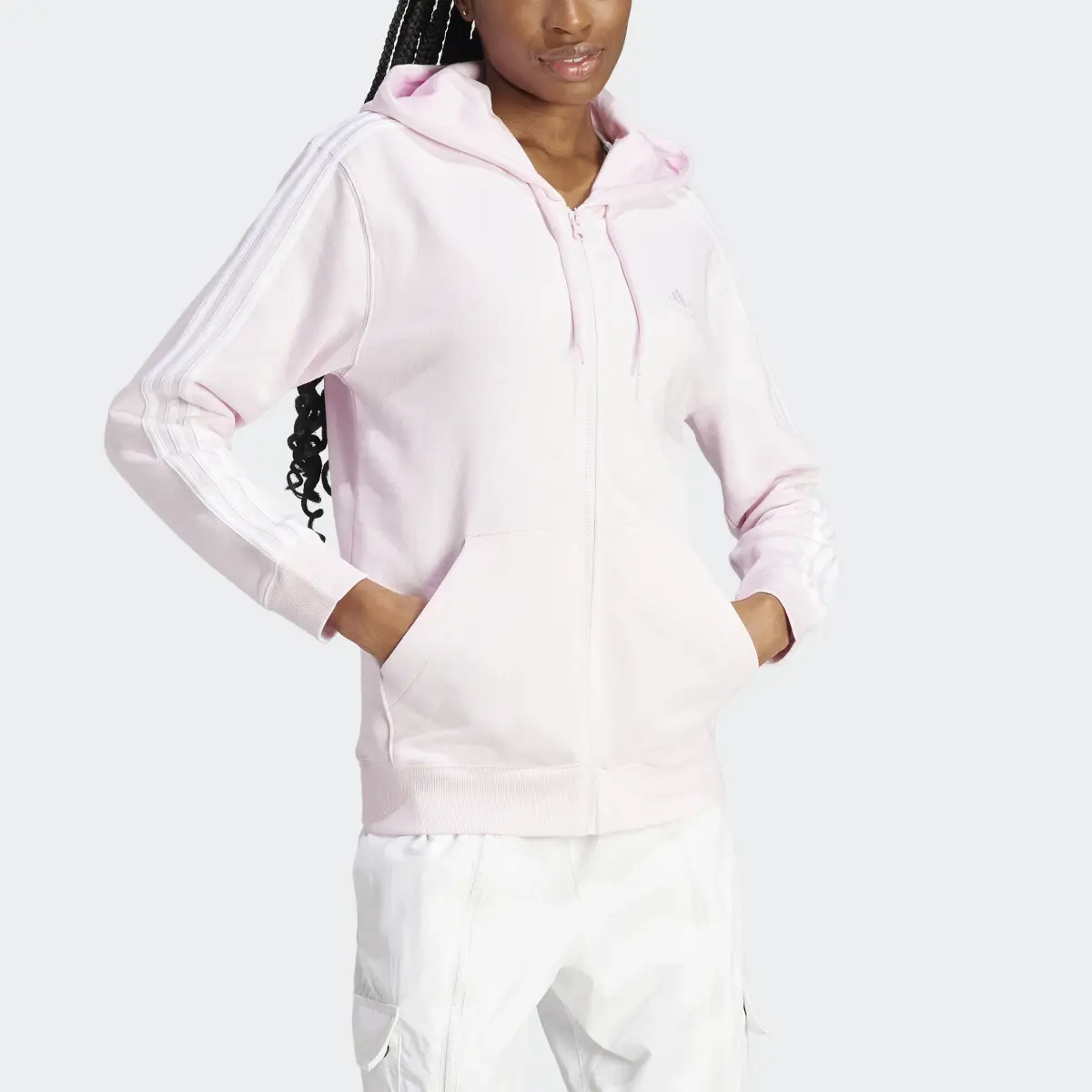 Adidas Veste à capuche entièrement zippée en molleton à coupe standard Essentials 3-Stripes. 1