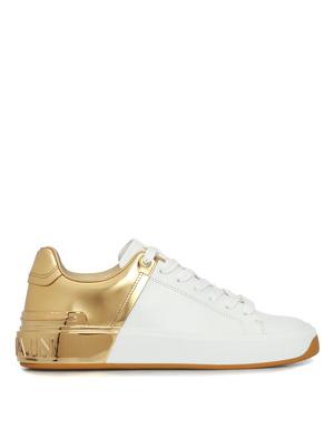 Beyaz Gold Logolu Kadın Deri Sneaker