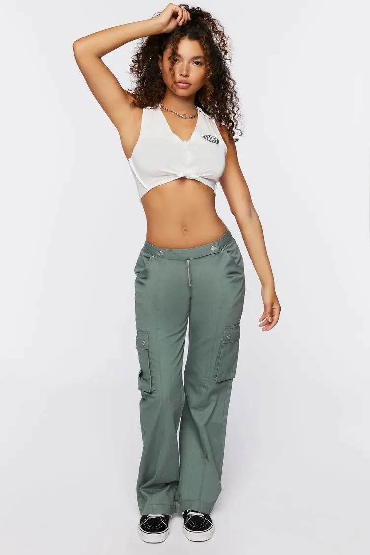 Forever 21 Forever 21 Twill Low Waist Cargo Pants Cypress. 1