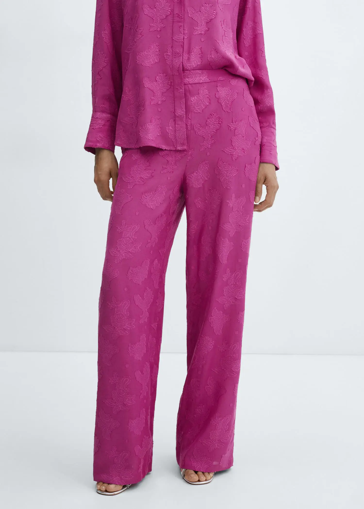 Mango Embroidered fluid trousers. 1