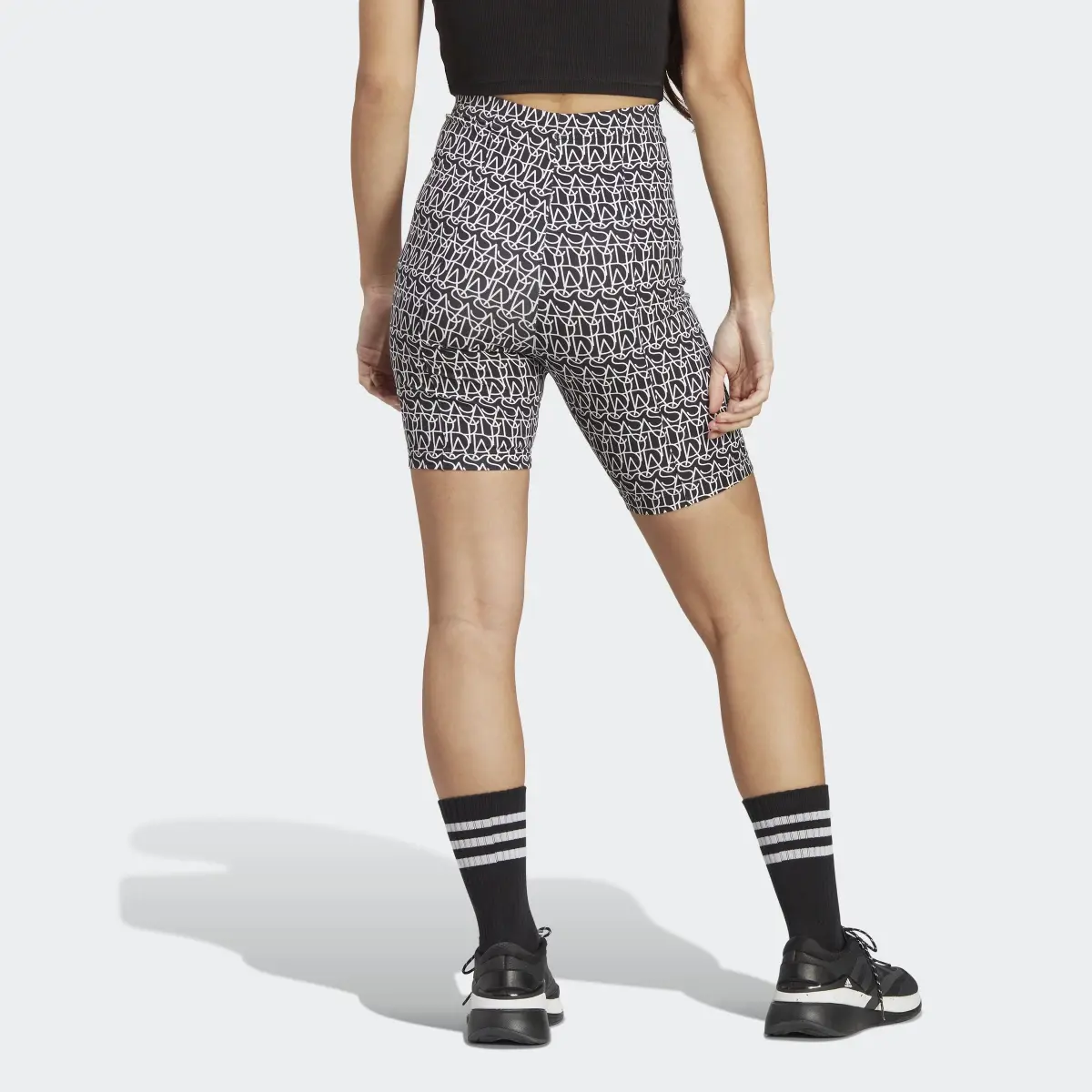 Adidas Allover adidas Graphic Biker Shorts. 2