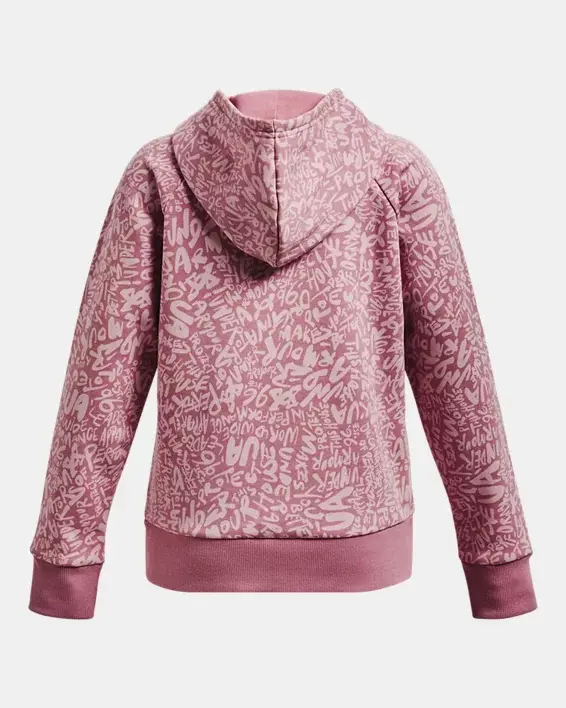 Under Armour Girls' UA Rival Fleece Printed Hoodie. 2