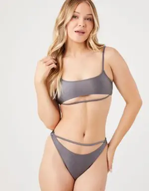 Forever 21 Strappy Bikini Top &amp; Bottoms Set Gunmetal