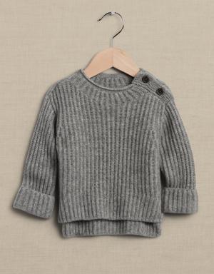 Cashmere Mock-Neck Sweater for Baby gray