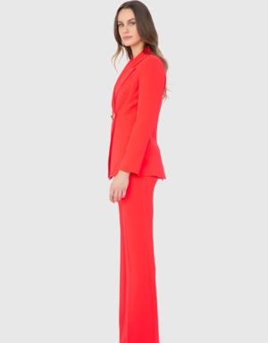 Front Button Detailed Red Suit