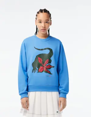 Lacoste Sweatshirt de felpa de algodão orgânico loose fit Lacoste x Netflix para Mulher