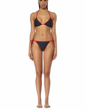 Kırmızı Lacivert Logo Nakışlı Üçgen Bikini Takımı