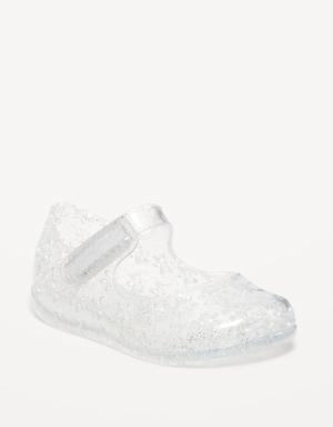 Glitter-Jelly Mary-Jane Flats for Baby silver