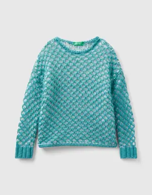 sweater with jacquard mesh