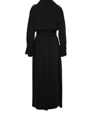 Gizia Comfortable Cut Black Trench Coat with Slits in the Form of a Kimono. 3 Gizia Comfortable Cut Black Trench Coat with Slits in the Form of a Kimono. 3