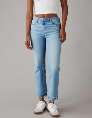 American Eagle Stretch High-Waisted Kick Bootcut Crop Jean. 1