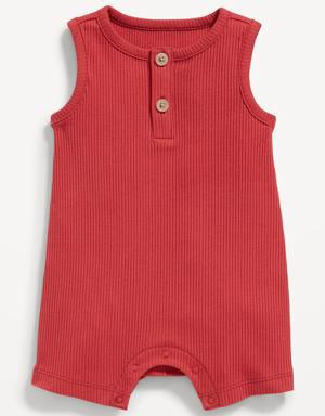 Old Navy Unisex Sleeveless Rib-Knit Henley Romper for Baby red
