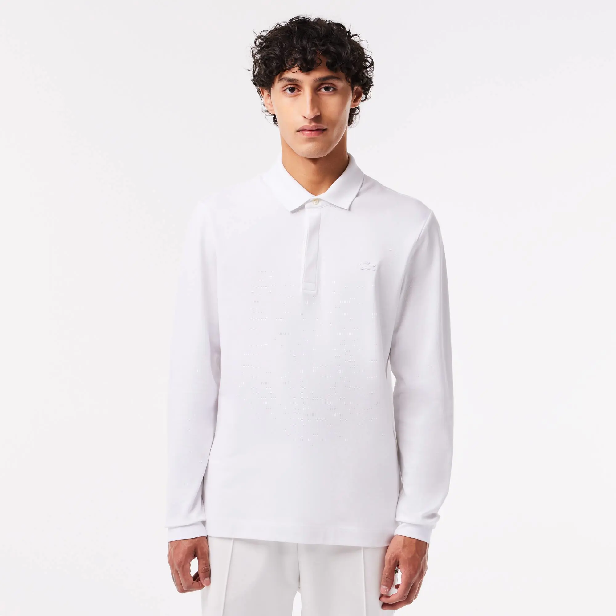 Lacoste Men's Smart Paris Long Sleeve Stretch Cotton Polo. 1