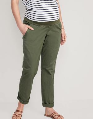 Old Navy Maternity Rollover-Waist OGC Chino Pants green