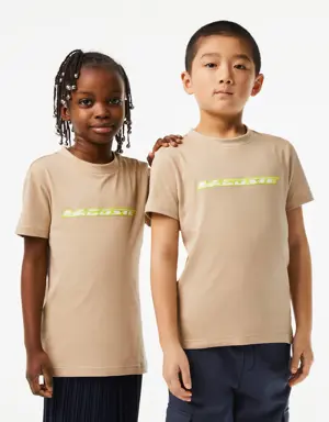 Lacoste T-shirt de jersey de algodão Lacoste para criança com marca em contraste