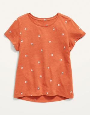 Softest Printed Scoop-Neck T-Shirt for Girls red