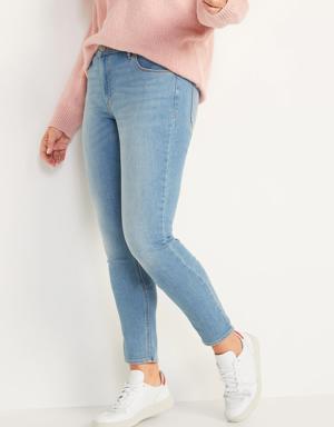 Mid-Rise Light-Wash Skinny Jeans for Women blue