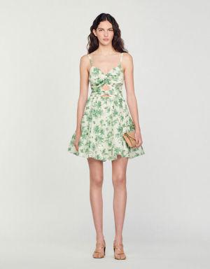 Short dress with palm tree print