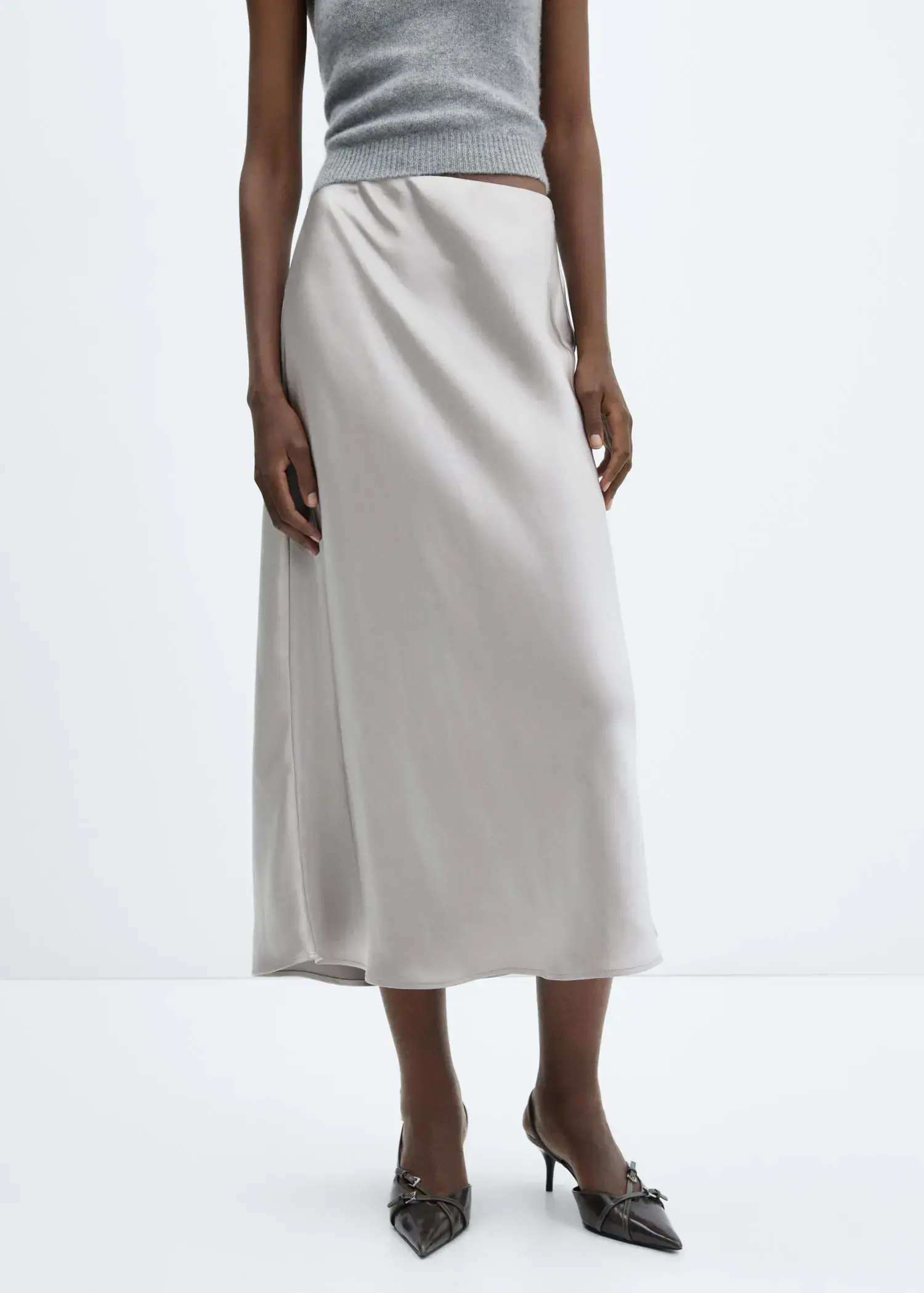 Mango Midi satin skirt. 1