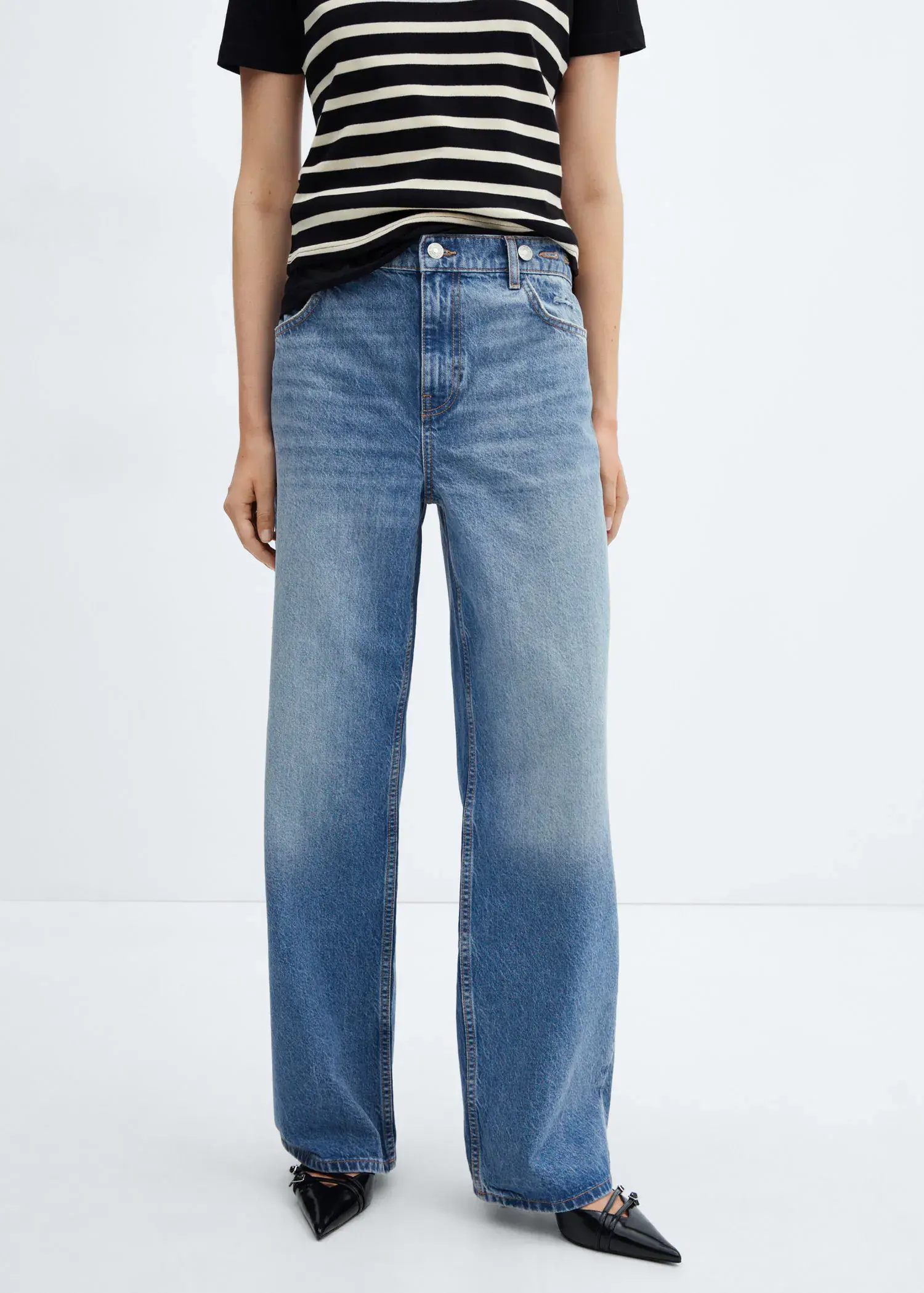 Mango Loose mid-rise wideleg jeans. 2