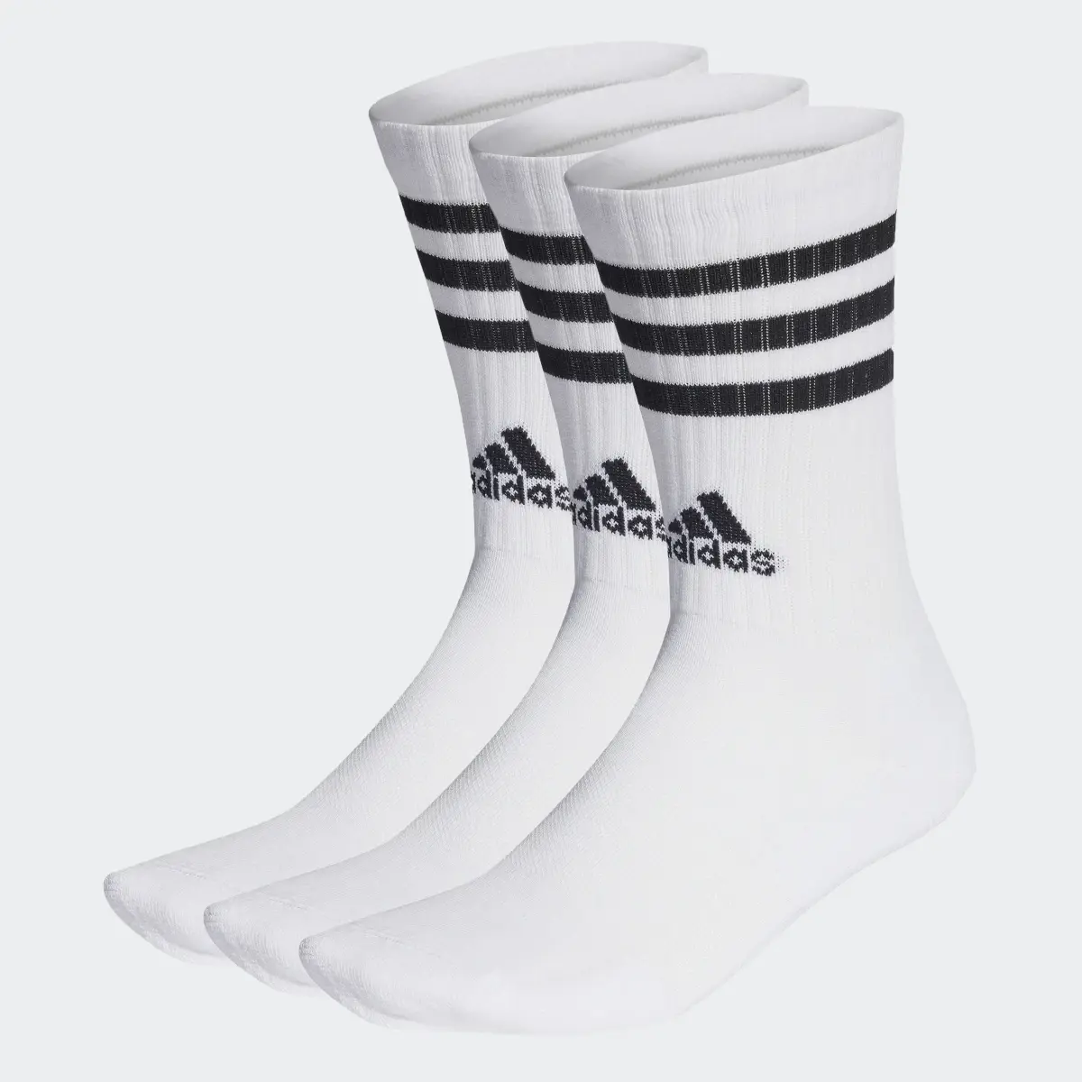 Adidas Meias de Cano Médio Acolchoadas 3-Stripes – 3 pares. 1